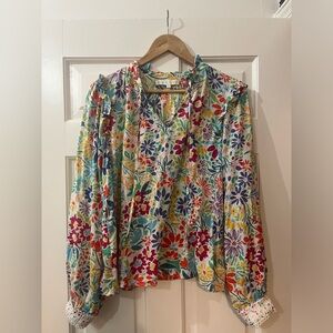 Karlie Cream Ruffled Mandarin Collar Blouse